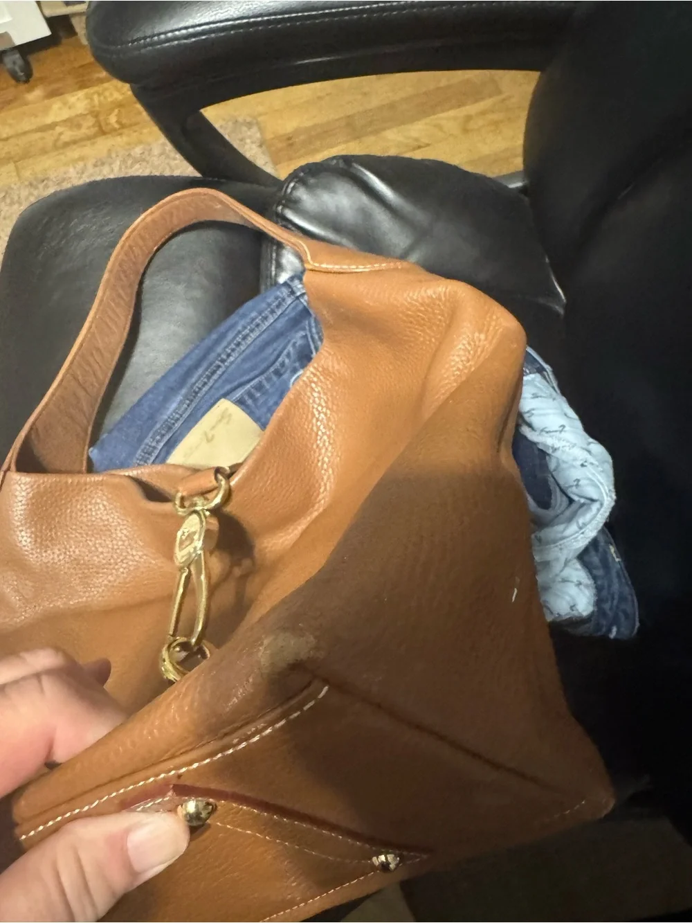 Dooney & Bourke Brown Pebbled Leather Hobo with Gold Hardware